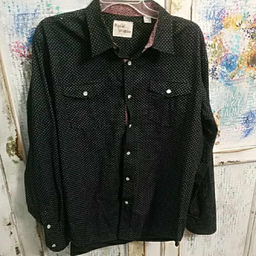 Black Polka Dot Button-Up Shirt